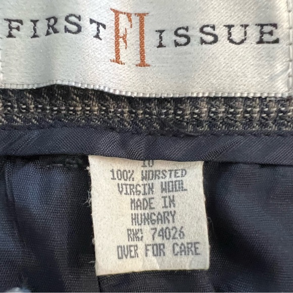 VTG Plaid Worsted Wool Navy Black Gray 28 Pleated High Rise Straight Leg Pants - Picture 11 of 15